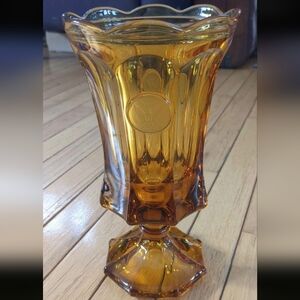 Vintage Amber Coin Glass Vase